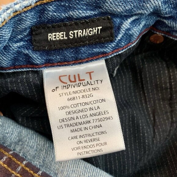 CULT Of INDIVIDUALITY Jeans Mens 38 Rebel Straight Leg Japanese Selvedge Blue - Picture 11 of 13